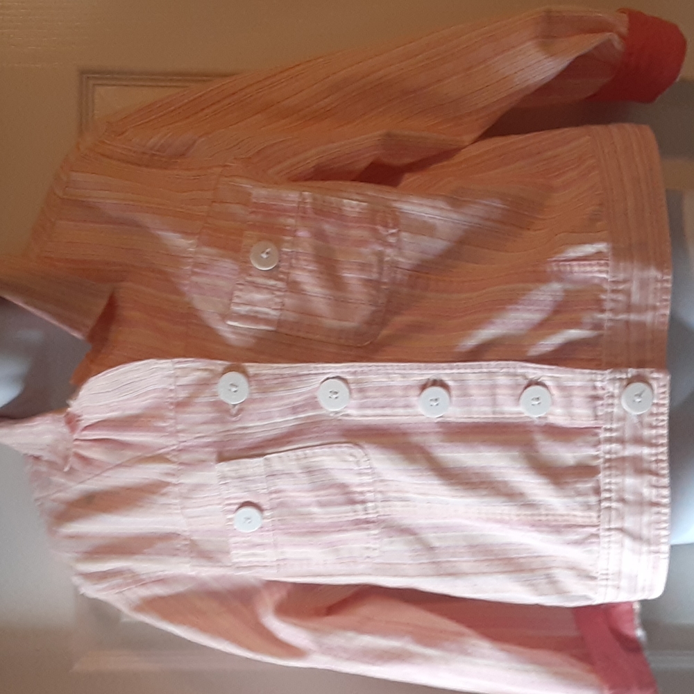 BILL BASS PINK & YELLOW STRIP JACKET,  ROLLED CUFF.